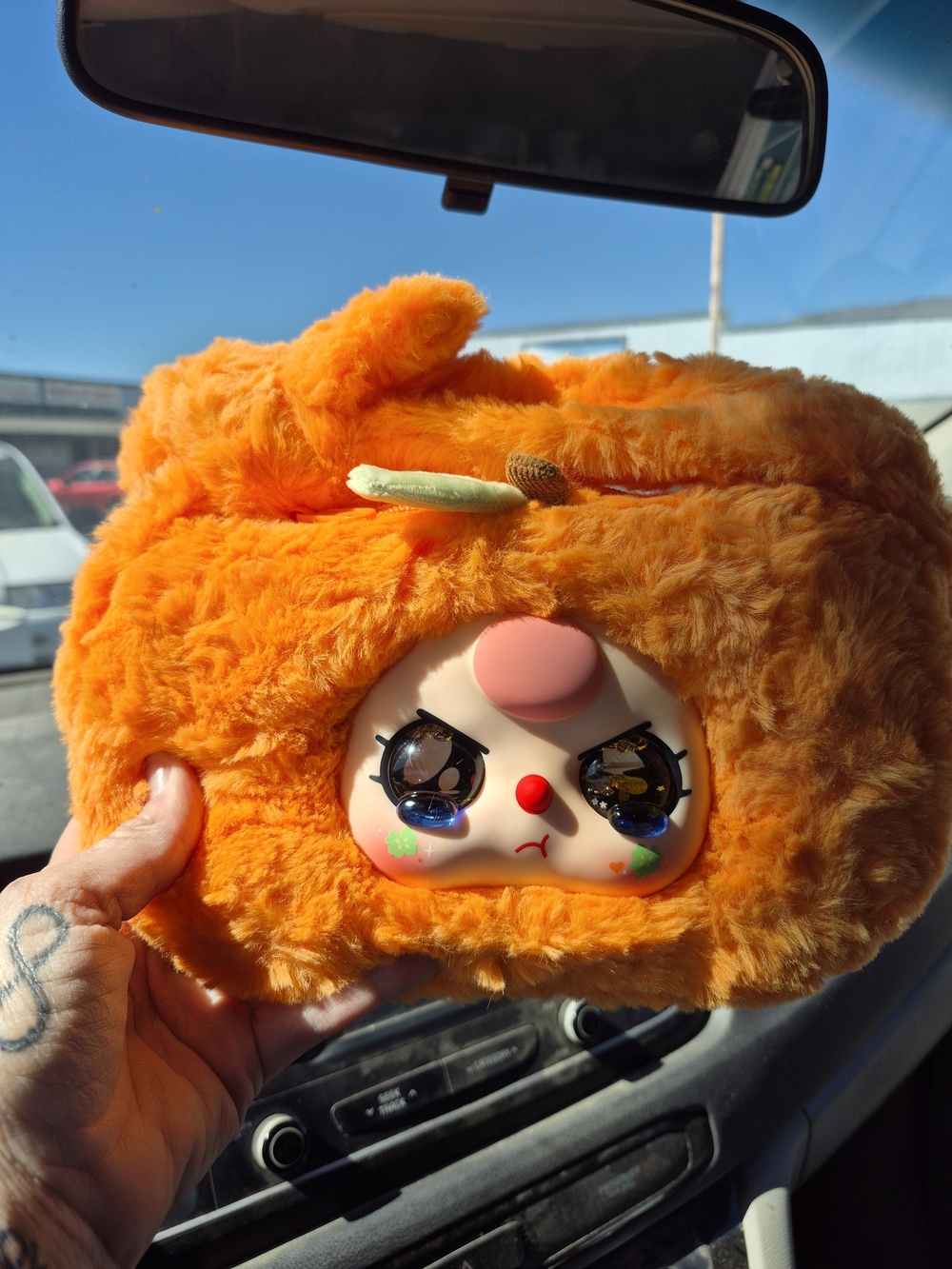 Baby Three Plush Orange Character Purse.